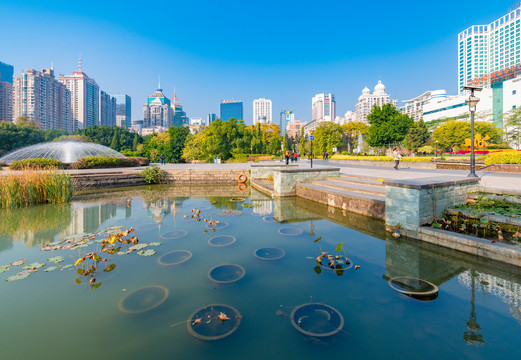 中国福建省福州市温泉公园城市风