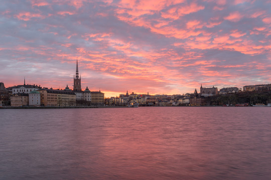 瑞典斯德哥尔摩城市日出风景