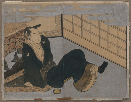 喜多川歌麿男人斜躺在地板上