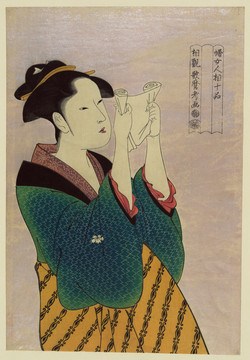 喜多川歌麿读一封信的女人的画像