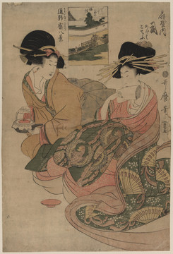 喜多川歌麿女傭?yàn)榧伺峁┎杷? style=