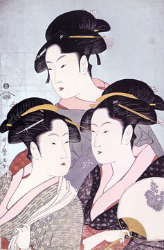 喜多川歌麿三个现代美女
