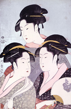 喜多川歌麿三個現(xiàn)代美女