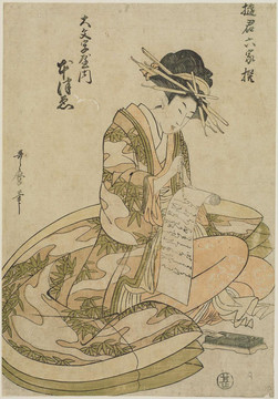 喜多川歌麿看書的女子