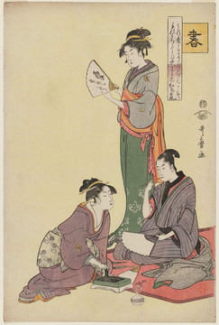 喜多川歌麿男人和他兩個妻子