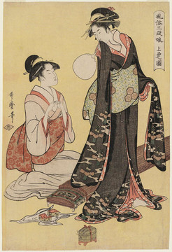 喜多川歌麿年輕女性的三個等級