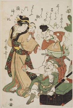 喜多川歌麿帶孩子的游戲