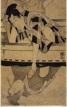 喜多川歌麿夫妇在桥下的一条船上