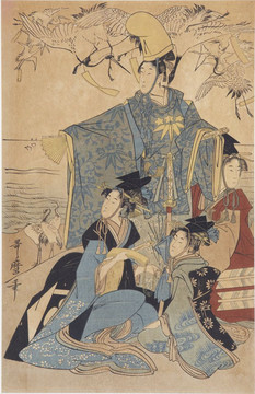 喜多川歌麿仙鶴與大名