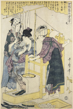 喜多川歌麿絲綢生產(chǎn)過程