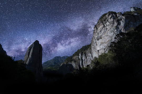 雁荡山银河夜景