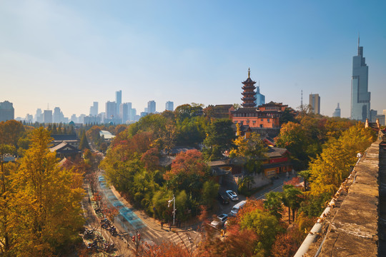 台城鸡鸣寺秋季风光