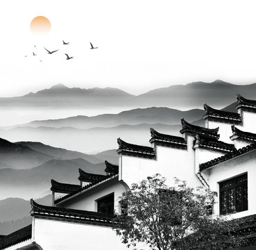 水墨徽派建筑