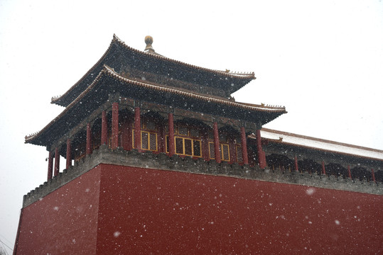 雪花飘飘中的故宫