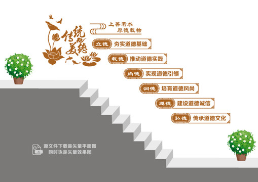 傳統(tǒng)美德樓道墻