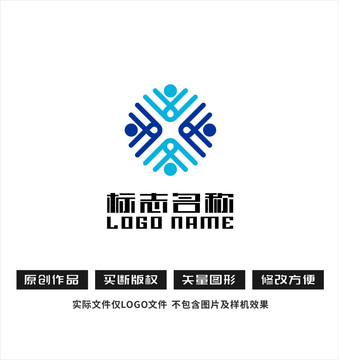 X字母标志人logo