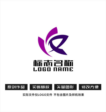 YR字母标志飞鸟花瓣logo