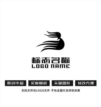 美容美发标志B字母logo