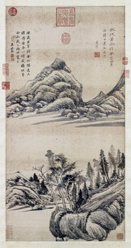 董其昌 仿倪黃合作山水