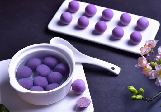 紫薯香芋汤圆