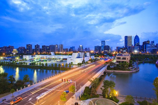 宁波鄞州中心区夜景