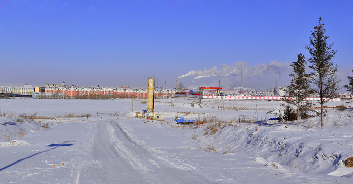 呼伦贝尔雪地景色