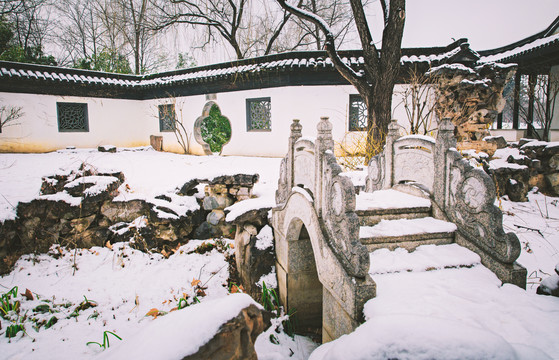 公园园林景观雪景