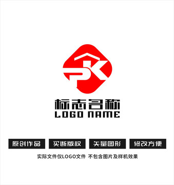 PK字母KP门窗标志家logo