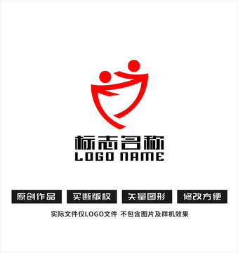 Z字母标志人互助标志盾logo