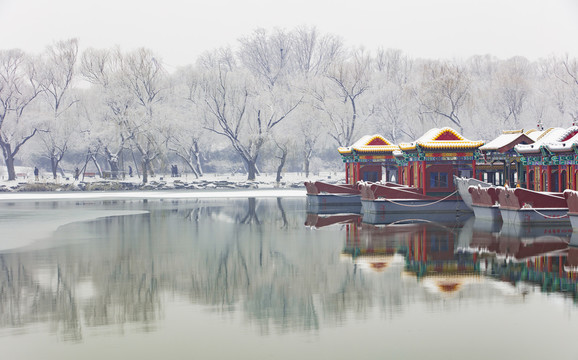 北京颐和园冬日雪景