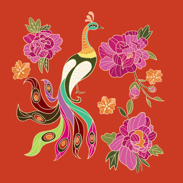 原創(chuàng)花開富貴國潮中國風插畫