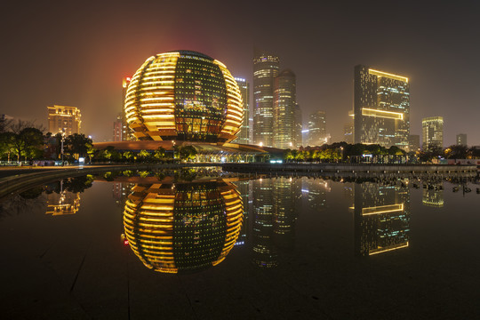 杭州城市阳台夜景