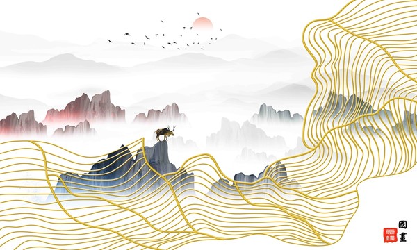 金線水墨背景