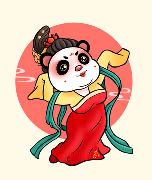 國(guó)潮唐代美女熊貓
