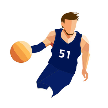 模块化运动员卡通人物篮球图案