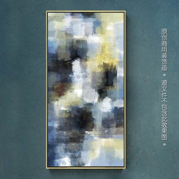现代蓝色系抽象油画