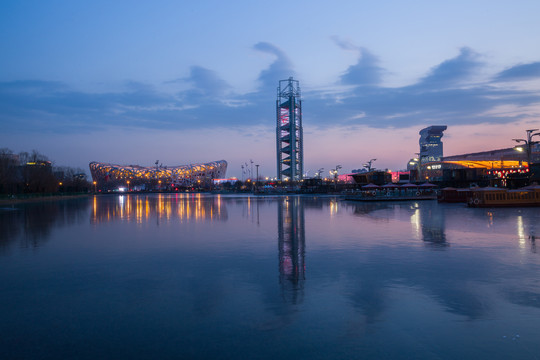 北京奥林匹克公园夜景