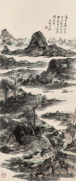 黃賓虹落日五湖浮