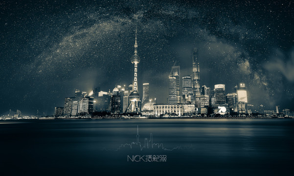 上海陸家嘴星空夜景