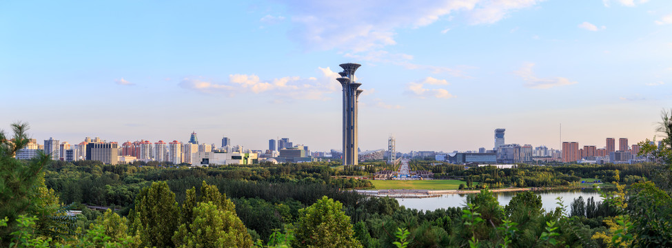 北京奥森公园奥林匹克塔全景