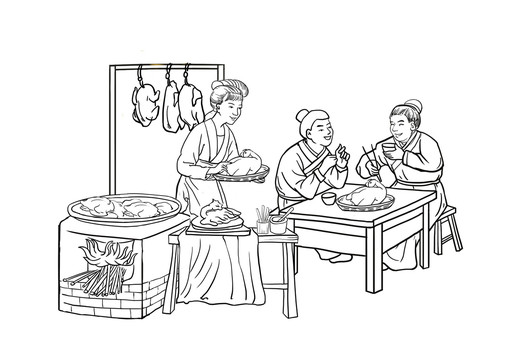燒雞扒雞插畫