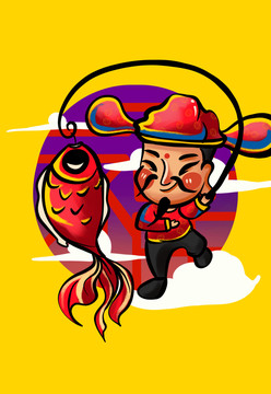 新年財神釣魚