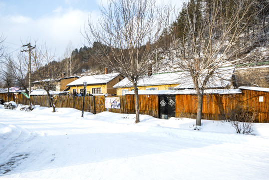 东北山村雪景