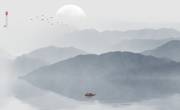 新中式山水壁畫(huà)