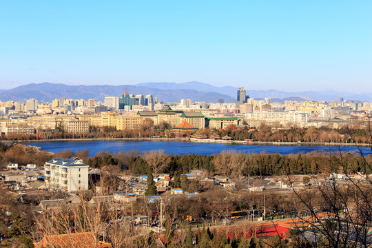 北京景山远眺西城区建筑群小西天