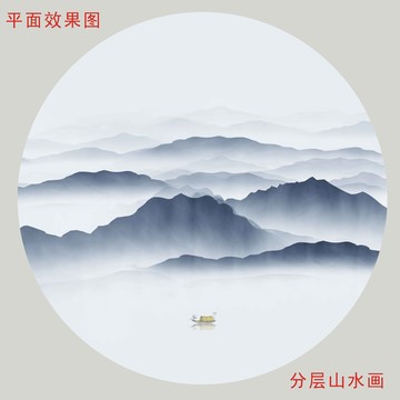 新中式禅意山水玄关装饰画