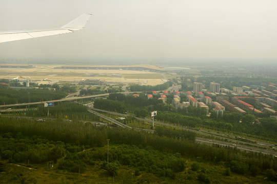 航拍北京机场天竺镇机场高速