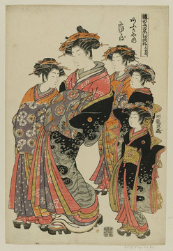 礒田湖龍齋兩個(gè)貴婦和三個(gè)女仆