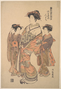 礒田湖龍齋貴婦和兩個女仆
