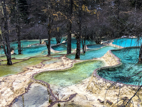 四川高原湿地黄龙五彩池